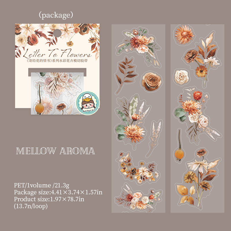 PET Tape - 50mm*200cm A Love Letter Sent To Flower Series Vintage Watercolor Landscape 