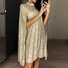 Women's Party Dress Sequin Dress Short Mini Dress Silver Gold Sleeveless Pure Color Sequins Split Spring Fall Crew Neck Party Stylish Elegant Party-KZyou