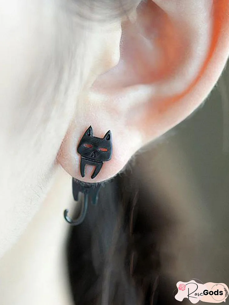 Cat and Fish Alloy Earrings