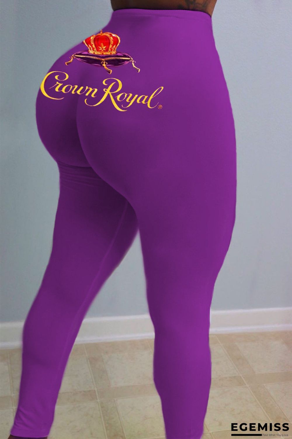 Purple Fashion Casual Skinny Print Trousers | EGEMISS