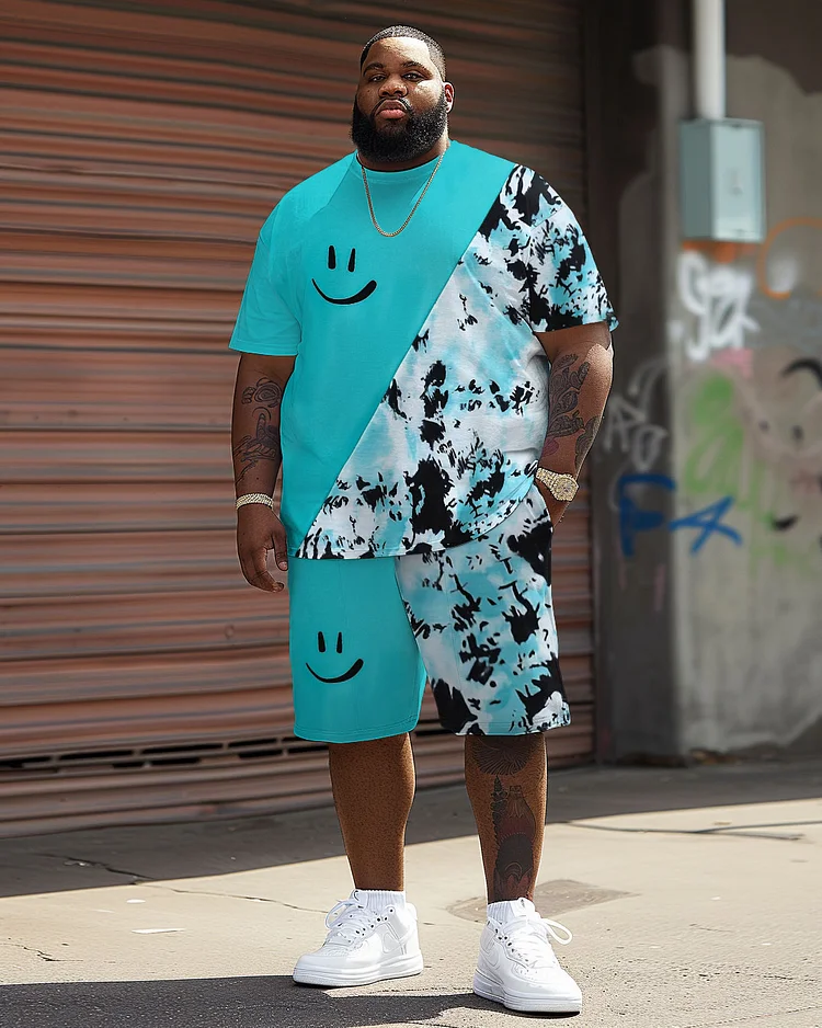 Street Casual Smiley Splash Ink Print Large Men's Suit