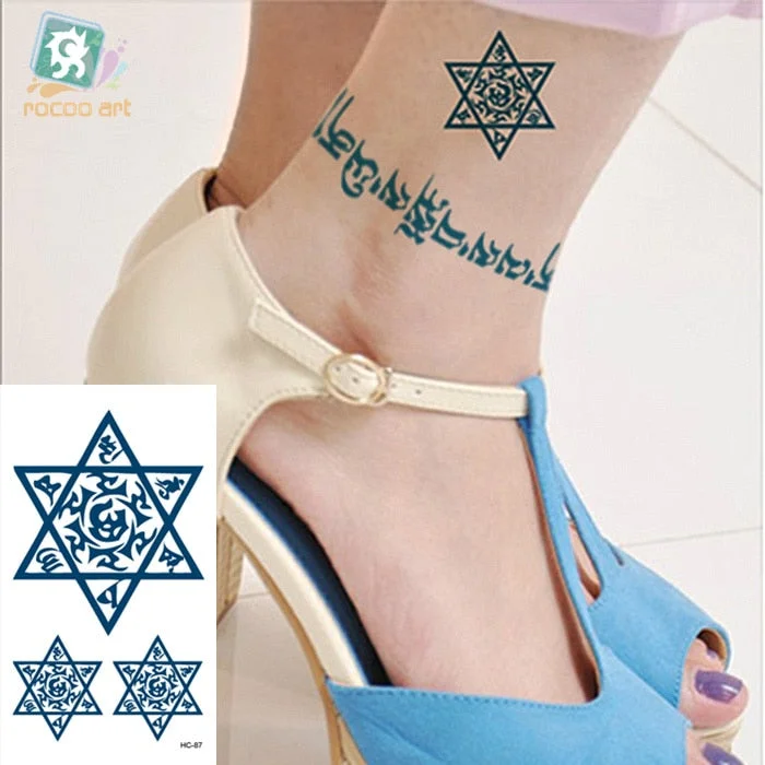Small Temporary Tattoo Sticker G-dragon Same Black Smiling face Cat Star Pattern Water Transfer Body Art Fake Tatoo Women
