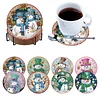 8pcs Cartoon DIY Diamond Painting Holz Untersetzer Kits mit Halter (Schneemann)