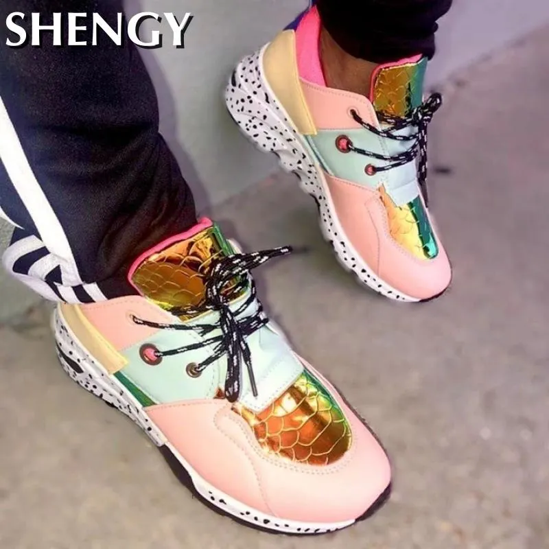 Fashion Ladies Sneakers Casual Mixed Color Increase Sports Running Shoes Outdoor Travel Hiking Shoes For Women Joggers Sneakers