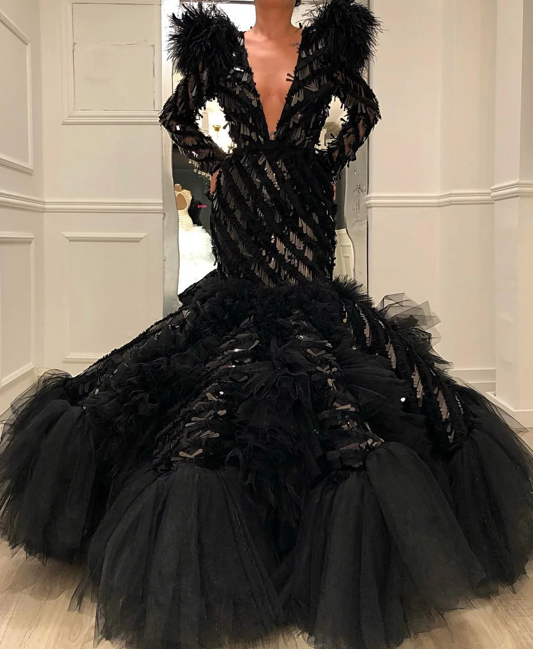 Black Mermaid Sequin Dress