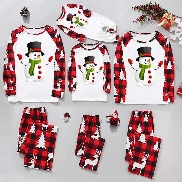 Christmas Snowman Print Family Matching Pajamas Sets