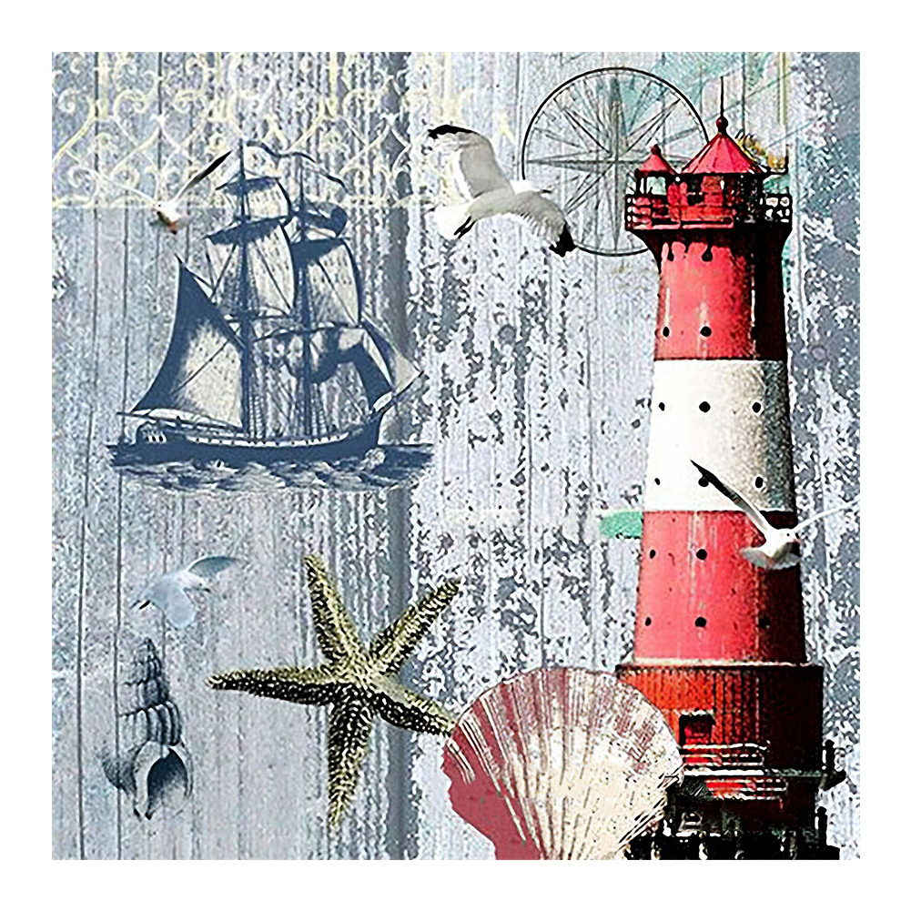 

30*30CM - Round Drill Diamond Painting - Seaside Lighthouse, 501 Original
