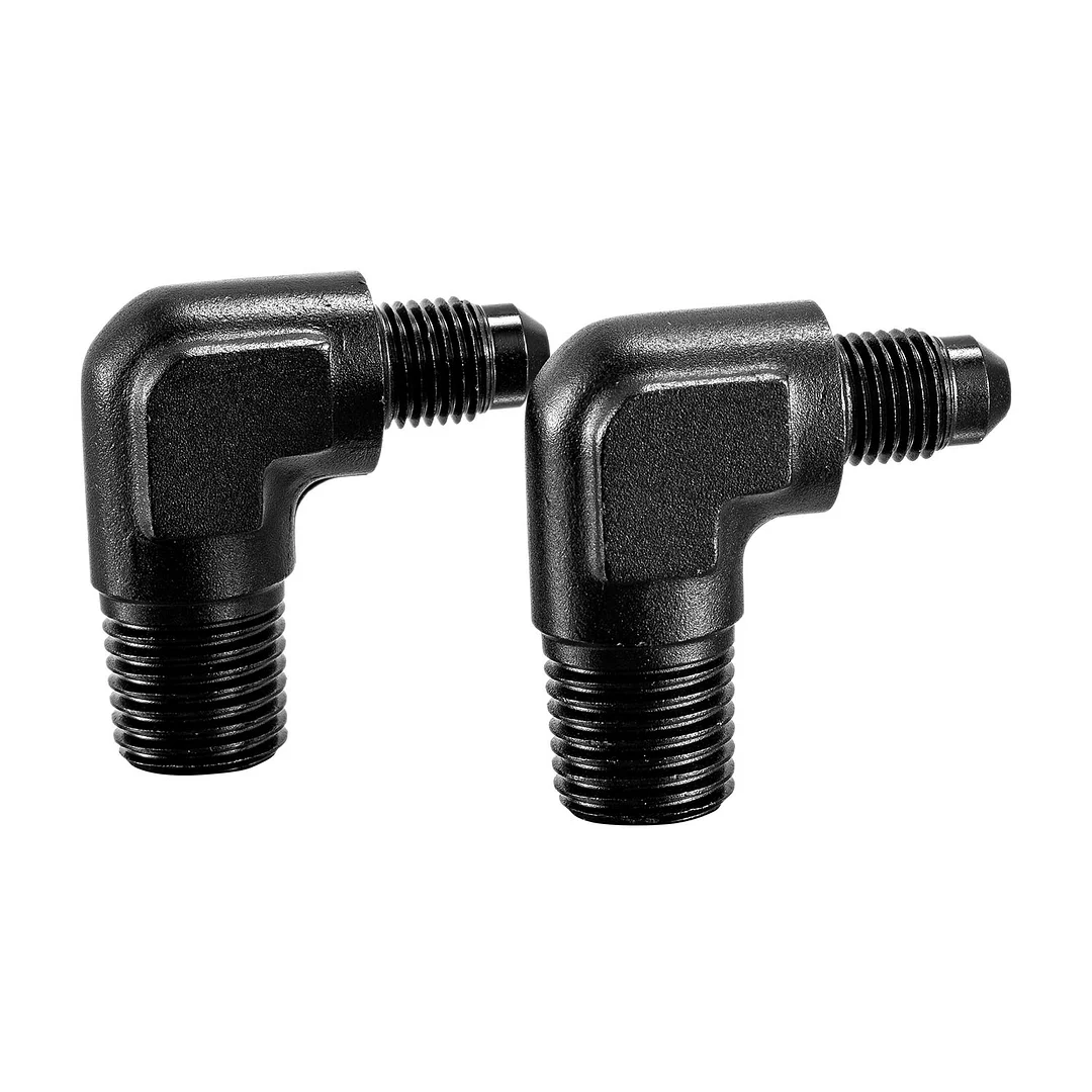 Alloyworks 2pcs 3AN Male Flare to 1/4" NPT Pipe 90 Degree Fitting Adapter Aluminum