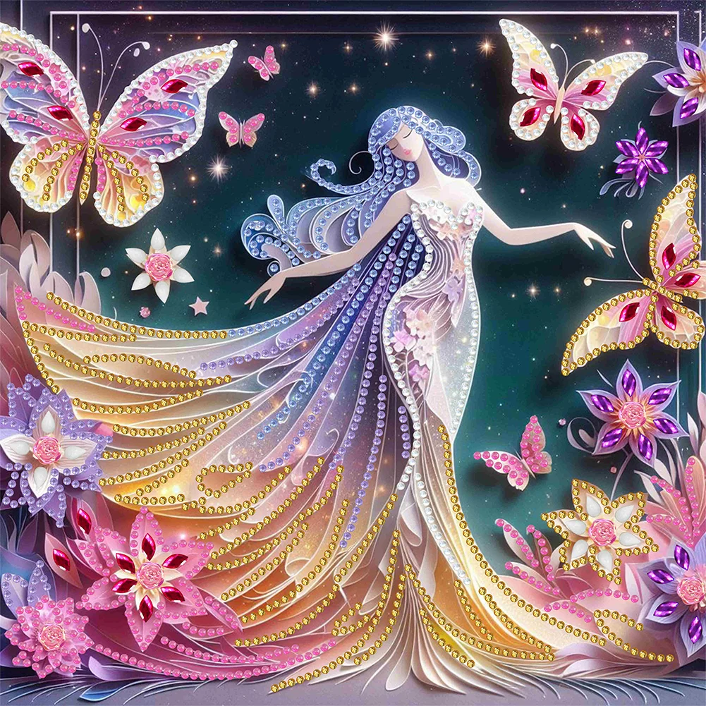 Partial Special-shaped Crystal Rhinestone Diamond Painting - Butterfly Beauty(Canvas|30*30cm)