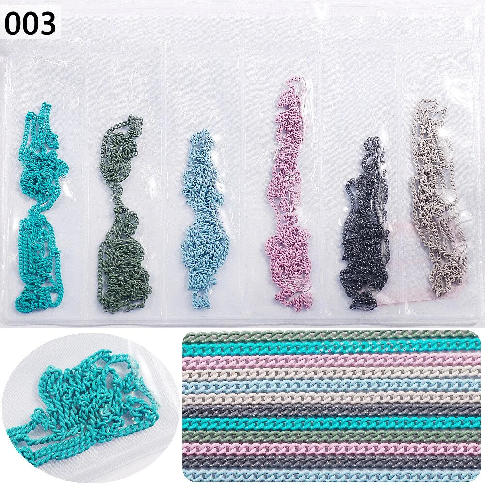 50cm / Six / Bag New Color Mixed Fashion Nail Art Creative Decoration Chain DIY Nail Art Creation Accessories 3d Charms