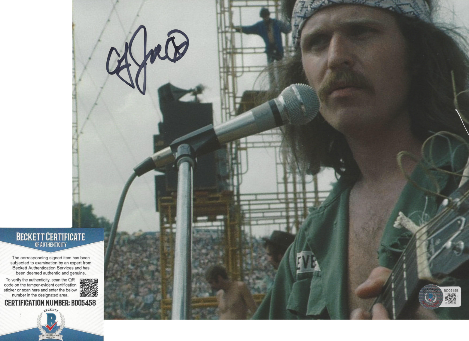 COUNTRY JOE MCDONALD SIGNED 8x10 Photo Poster painting B WOODSTOCK ROCK LEGEND BECKETT BAS COA