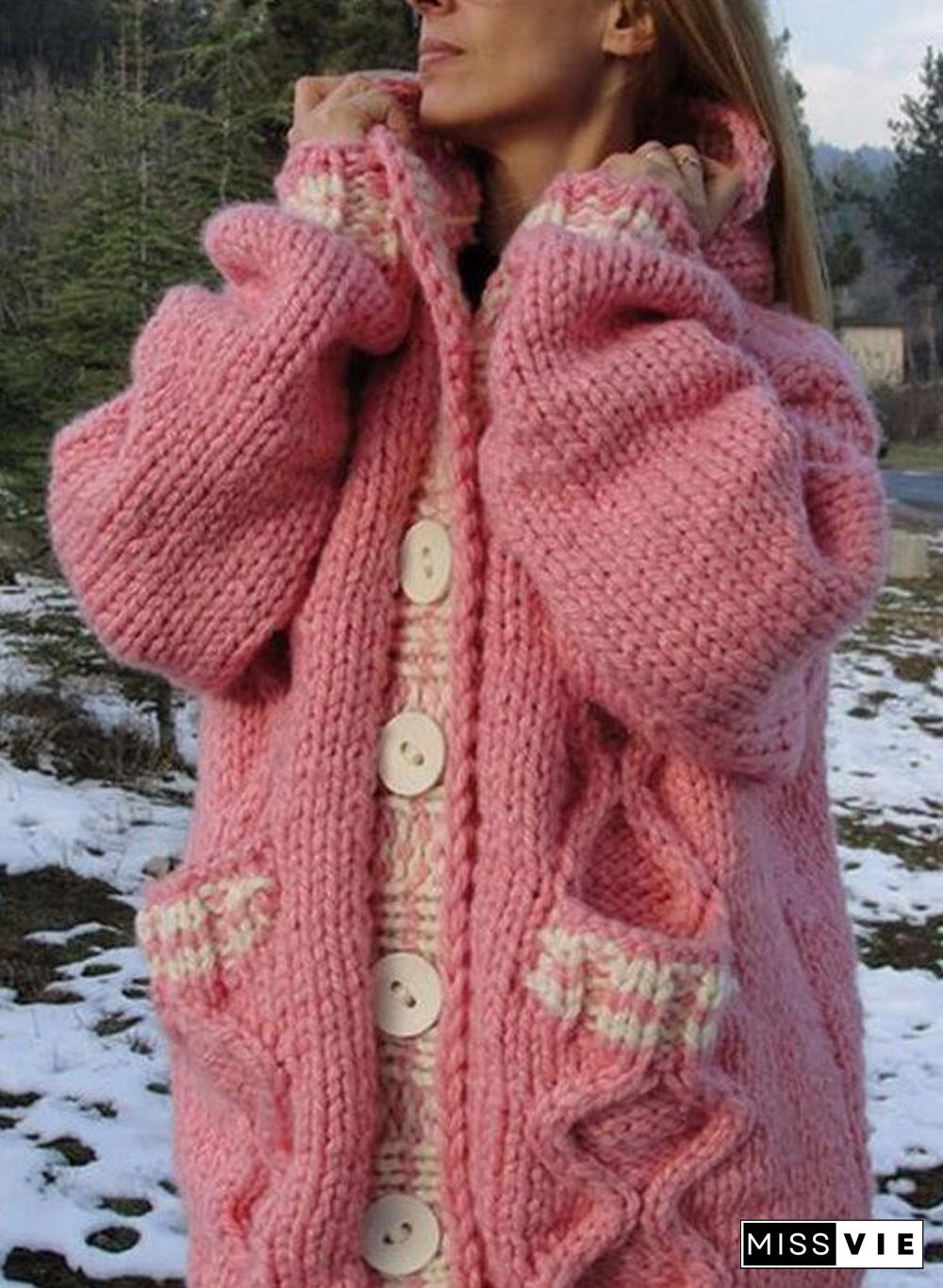Thicken Knit Sweater Plain Coat