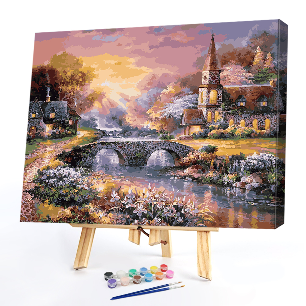 

50*40CM - Paint By Numbers - Sunset Village, 501 Original
