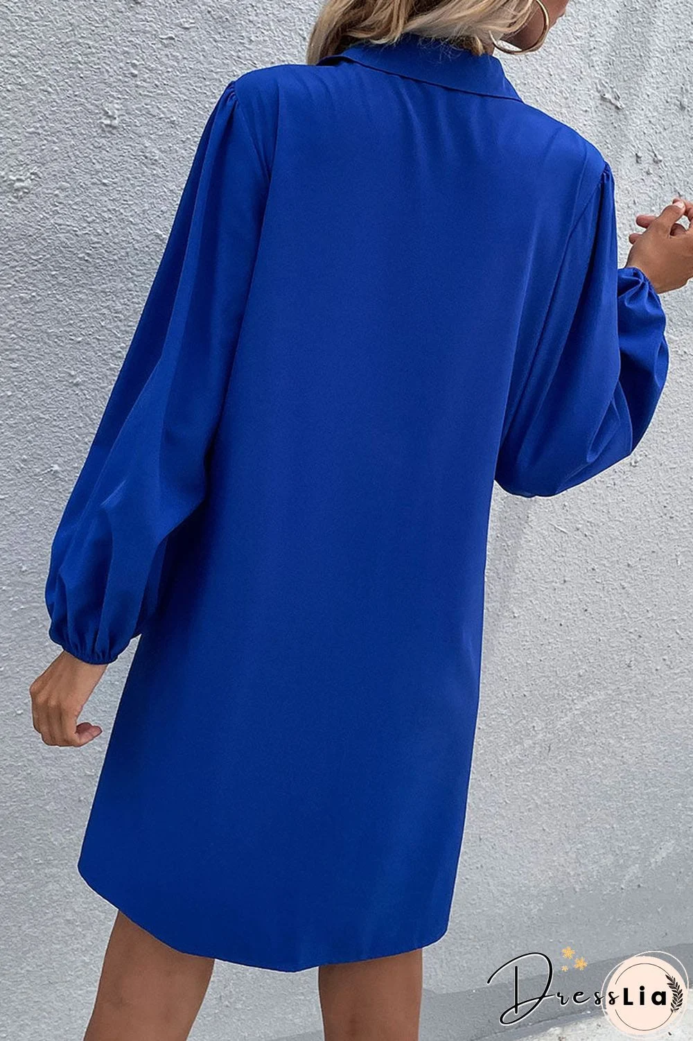 Fashion Casual Solid Split Joint Turndown Collar A Line Dresses