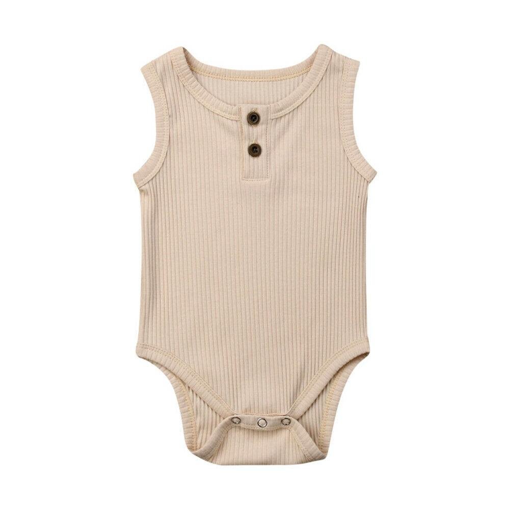 2019 Children Summer Clothing Newborn Baby Boy Girl Knit Solid Ribbed Bodysuit Jumpsuit Cotton Outfits Sleeveless Sunsuit 0-24M