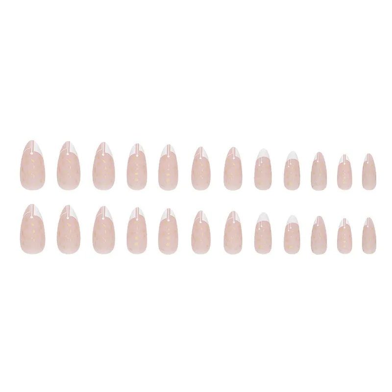 Churchf Churchf White French Almond And Gold Foil Pieces Quietly Elegant Sweetheart Wear Jia Beauty Jia Tablets