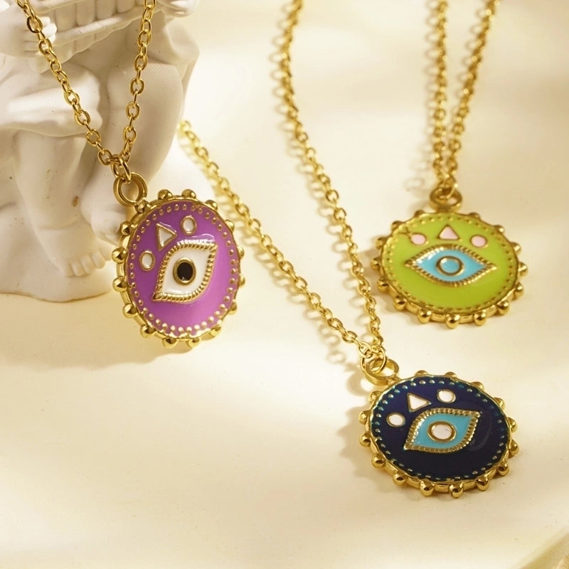 Minimalist Classic Style Devil's Eye 304 Stainless Steel Pendant Necklace