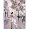 【2 pi&egrave;ces/paquet】-Peinture &agrave; l&rsquo;huile belle rue-plein rond diamant peinture-30 * 40cm