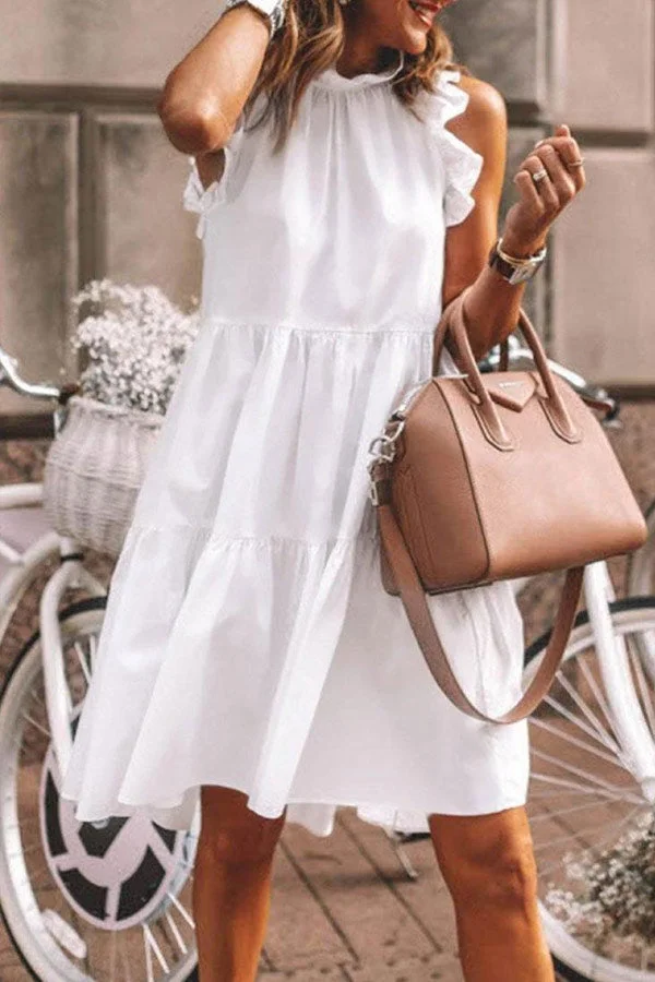 Casual Loose Sleeveless Solid Color Dress