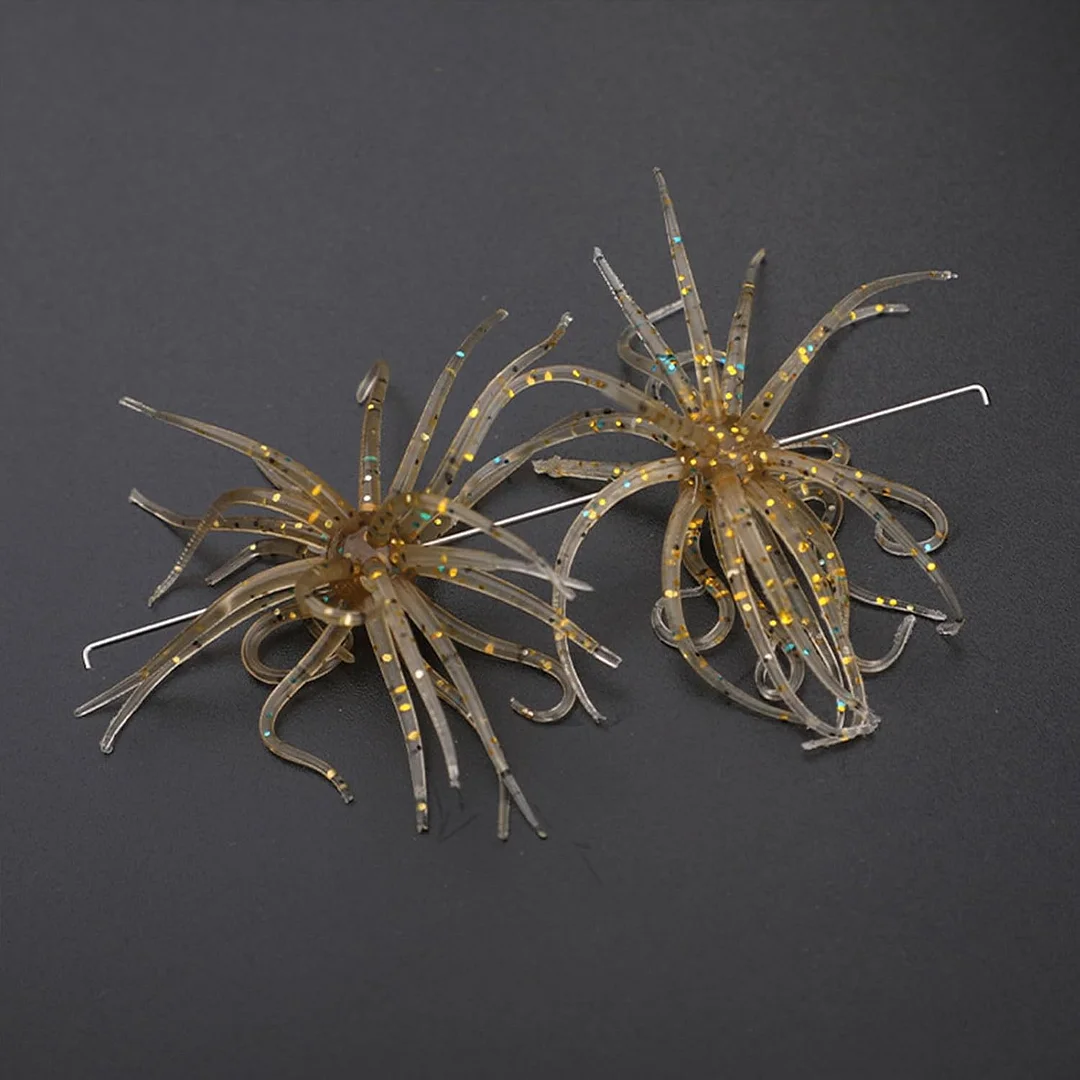 2Pcs Fishing Lures Soft Urchins Fish Lures Simulation Urchins Fishing Baits Soft Swimming Lures Slow Floating Lures Set