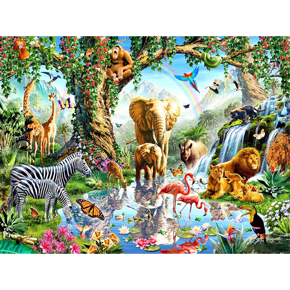 

(Multi-Size) Animal Mobilization - Round/Square Drill Diamond Painting 40*30cm/50*40cm, Round diamond 30*40cm, 501 Original