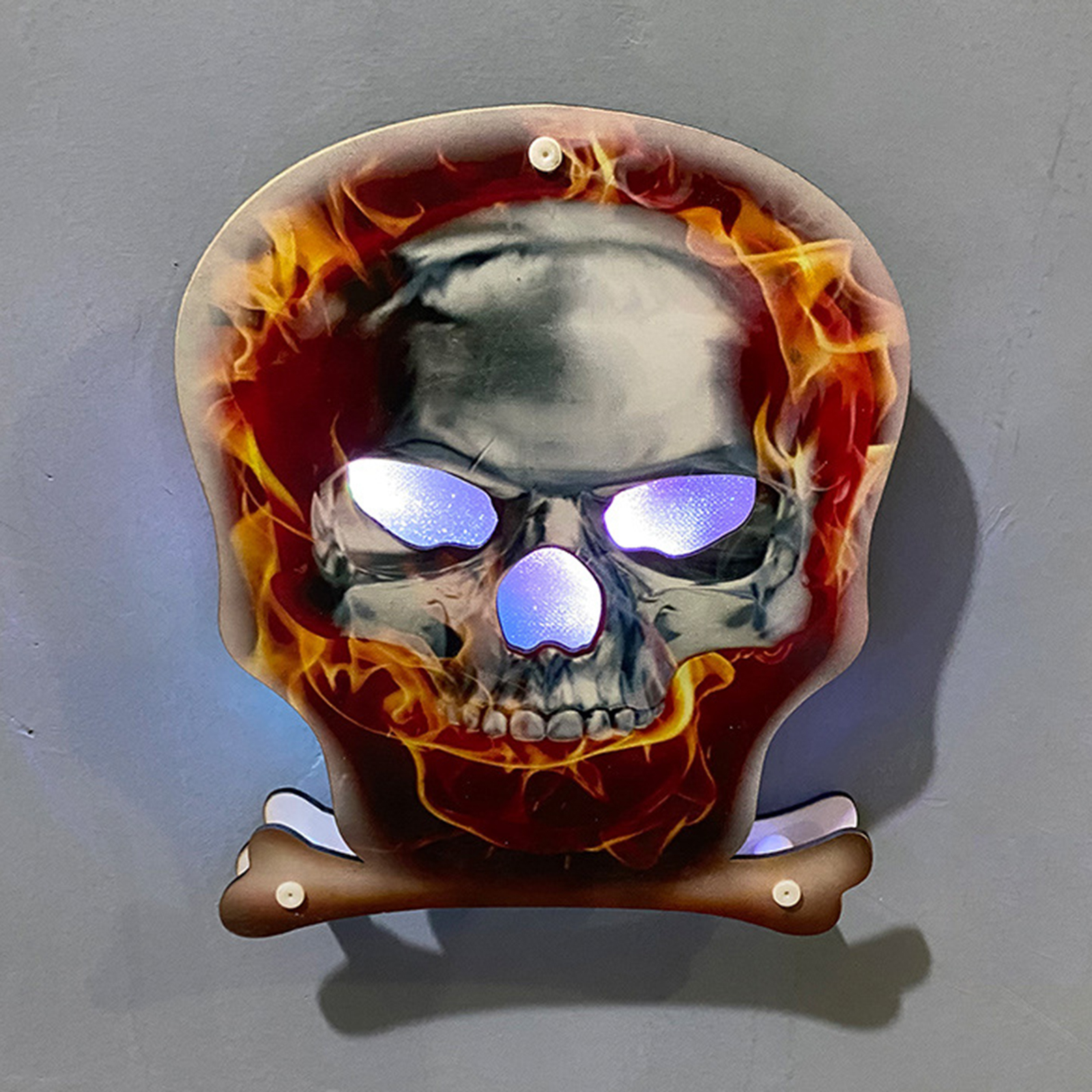 

Halloween Decorations Wooden Hanging Bat Skull with Lights Indoor Outdoor, 1-1, 501 Original