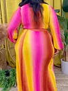 Color-Block Knot Striped Long Sleeves V-Neck Suits