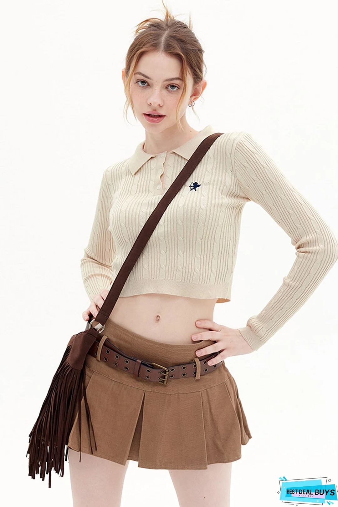 Solid Color Button-Front Knitted Sweater