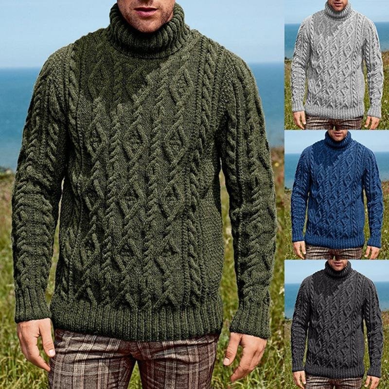 Sweater Men's High Neck Knitted Sweater
