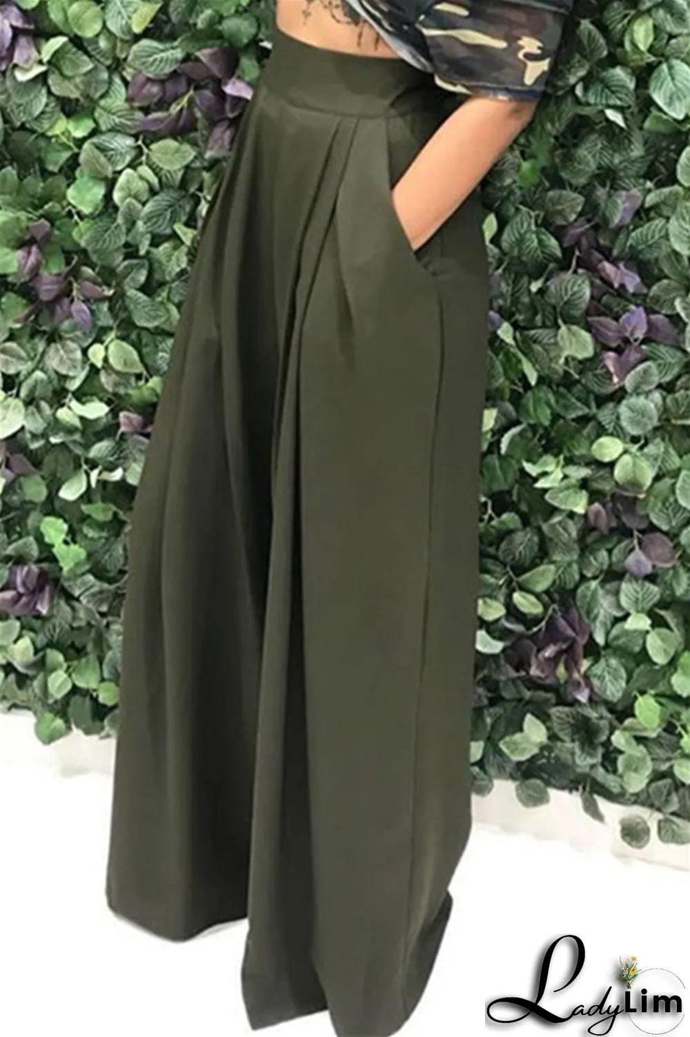 Coffee Fashion Casual Solid Patchwork Regular High Waist Conventional Solid Color Bottoms