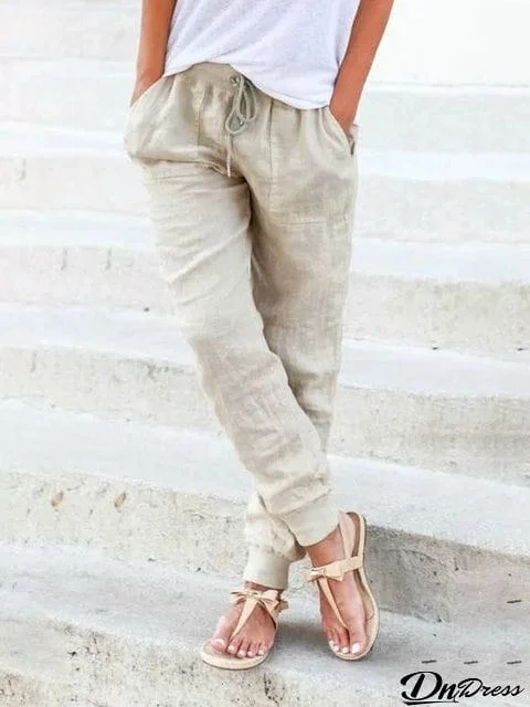 Women's Comfy Drawstring Linen Pants