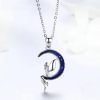 925 Sterling Silver Lucky Fairy on Moon Pendant Necklaces  