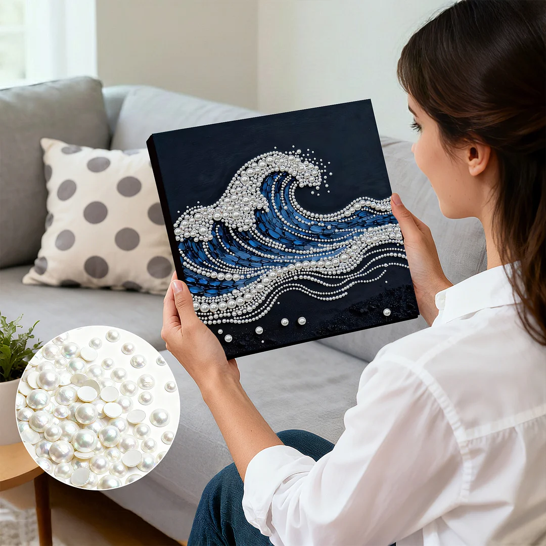 Waves DIY Pearl Art Diamond Painting With Frame 30x30cm for Adults Home Decor
