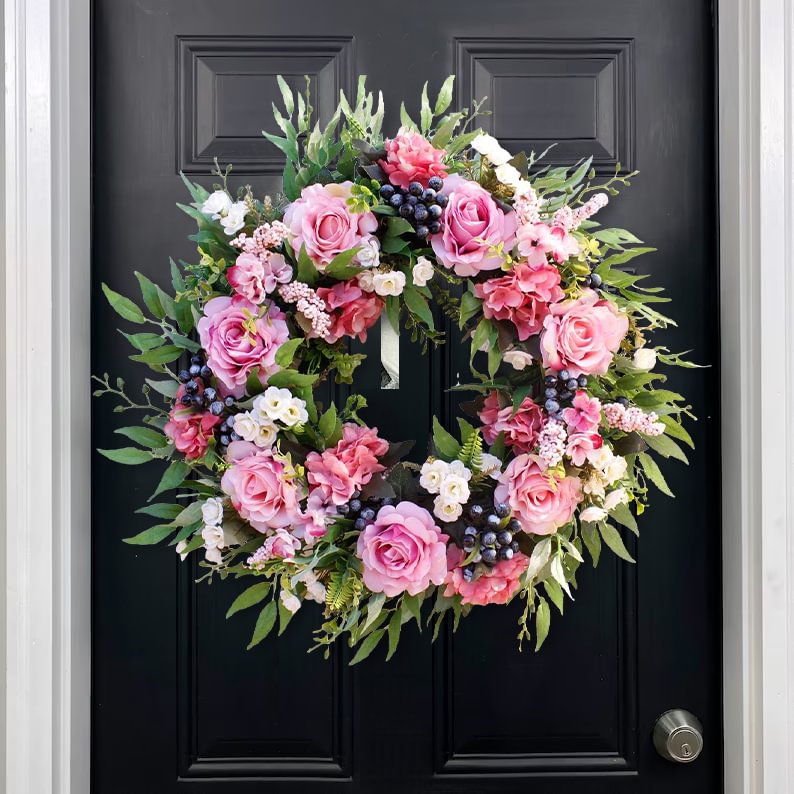 Spring Creamy Rose Grapevine Wreath