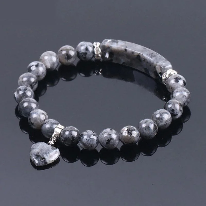 Natural Quartz Love Heart Healing Beads Bracelet