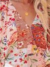 Floral Print Loose Chiffon Lantern Sleeve Casual T-Shirt Top