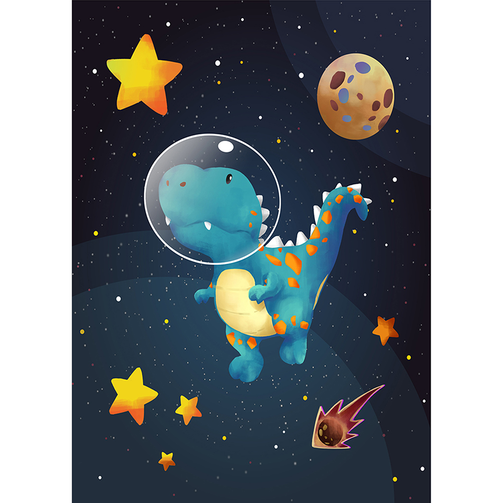 

30*40CM - Round Drill Diamond Painting - Space Astronaut Dinosaur, 501 Original