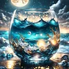 Tasse D&rsquo;Eau De Fin De Soir&eacute;e Eau De Mer Lune Ronde Drill Diamond Painting-40 * 40CM