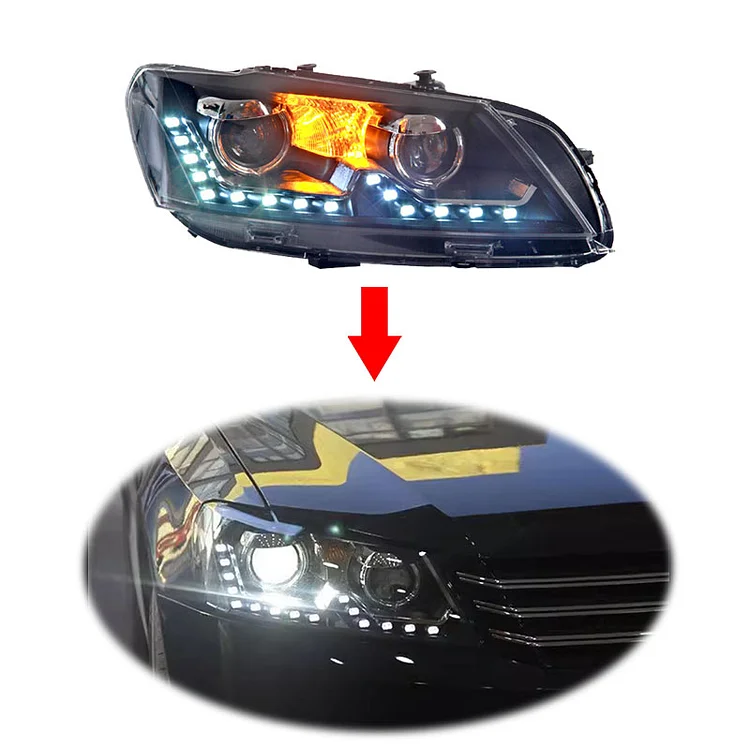 Upgrade LED DRL Headlamp headlight For V W vw Volkswagen Passat 2011 HID xenon head lamp head light assembly plug and play ITN Auto