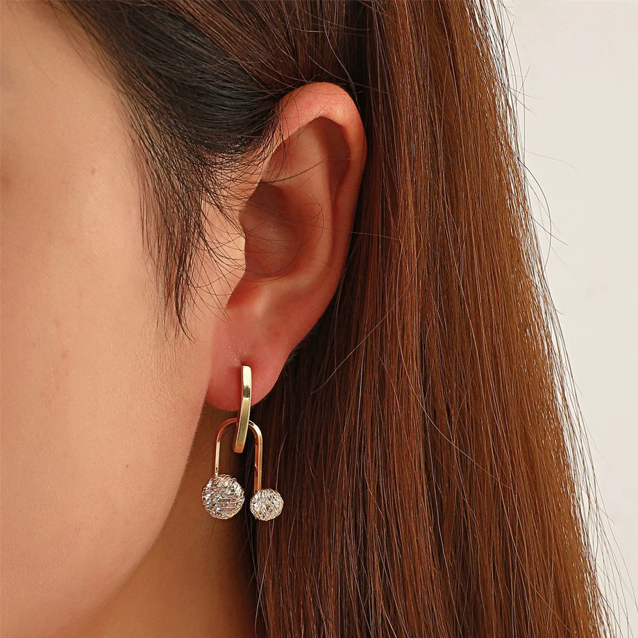 U-Shaped Zirconia Earrings Gold-Plated Earrings