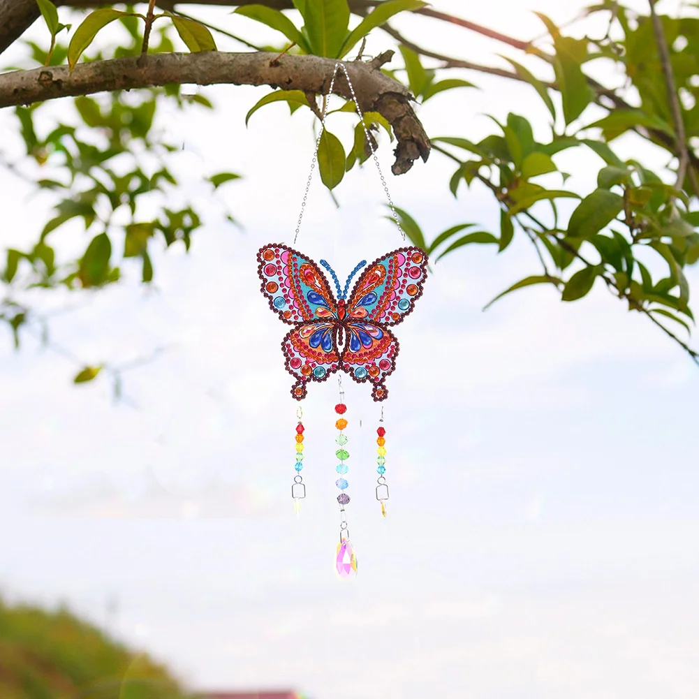 DIY Diamond Painting Light Catcher Hanging Crystal Wind Chime (Butterfly)