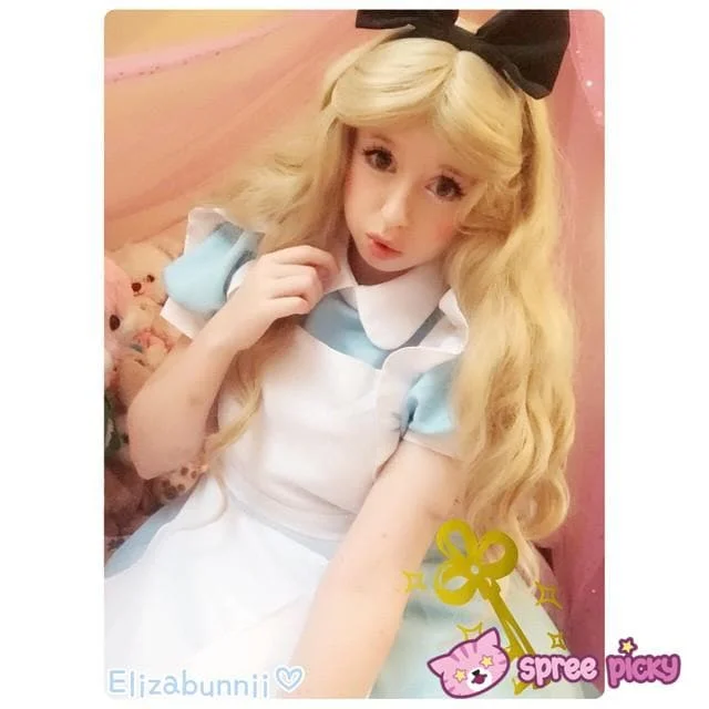 M/L [Alice In Wonderland] Blue Maid Dress With Apron Cosplay Costume SP141195