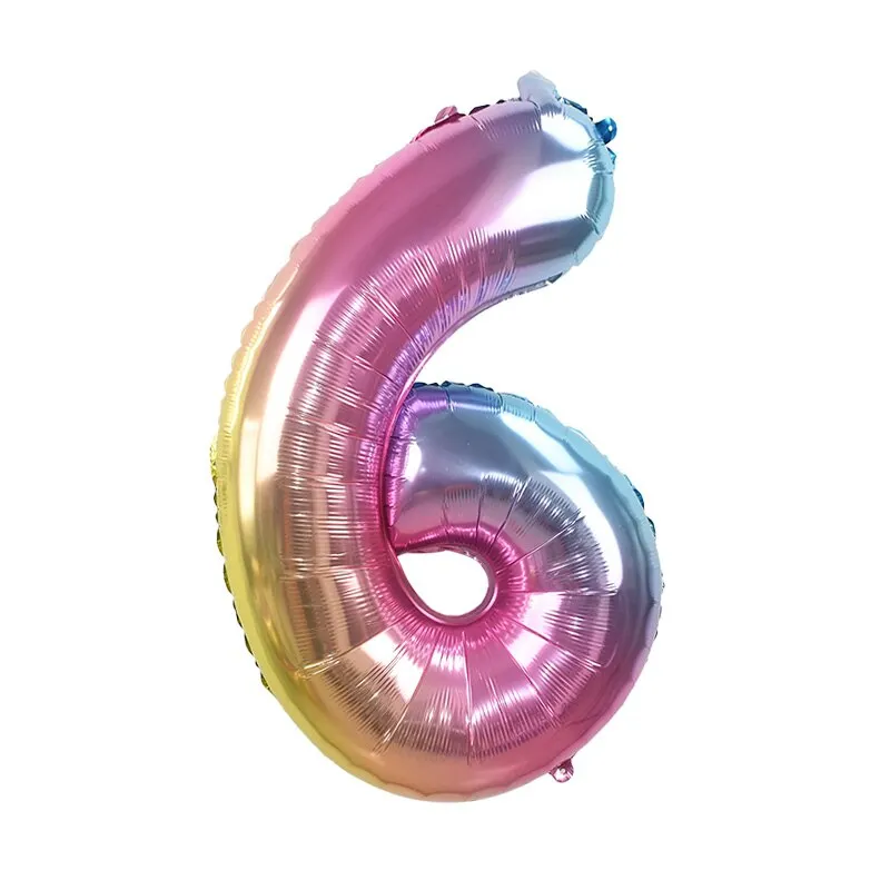 32inch Iridescent Rainbow Color Number Foil Balloons Birthday Wedding Party Decoration Digital Balloon Number Air Ballon Globos