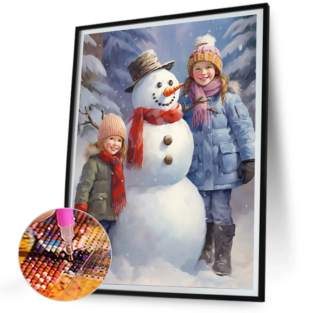 Diamond Painting - Full Round Drill - Kids Snowman(Canvas|30*40cm)