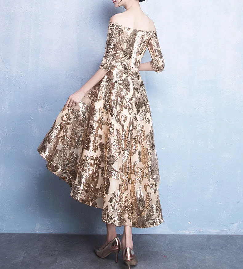 Off Shoulder Flounce High Low Dress