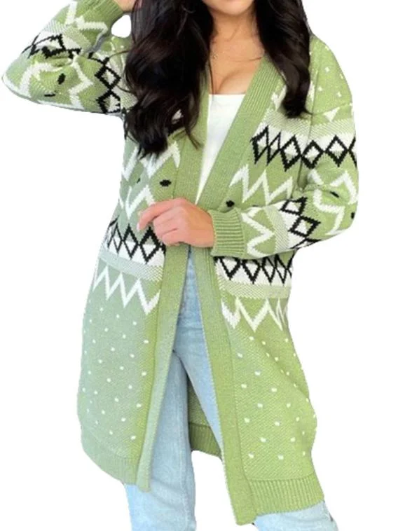 Women's Casual Graphic Cardigan Sweater Top