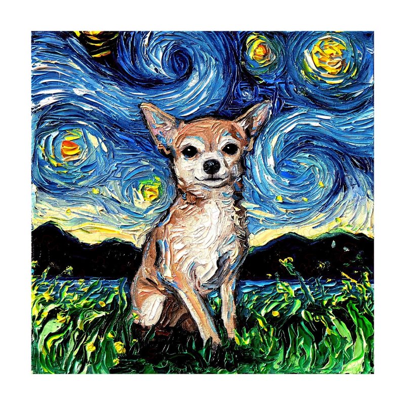 Ericpuzzle™ Ericpuzzle™ Van Gogh Starry Sky - Brown Chihuahua Wooden Puzzle