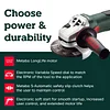 Metabo WEV15-125 HT Lock-On 13.5 Amp 2,800-9,600 rpm Angle Grinder with Electronics and High Torque, 4.5"/5"