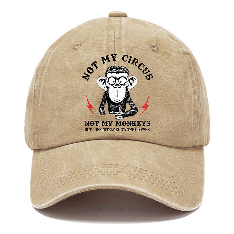 Not My Circus Not My Monkeys But I Know All The Clowns Sarcastic Washed Baseball Caps