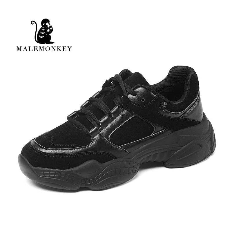 Causal Women Sneakers White 2021 Spring Sport Thick Sole Platform Shoes Lace Up Comfortable Women Chunky Sneakers Clearance